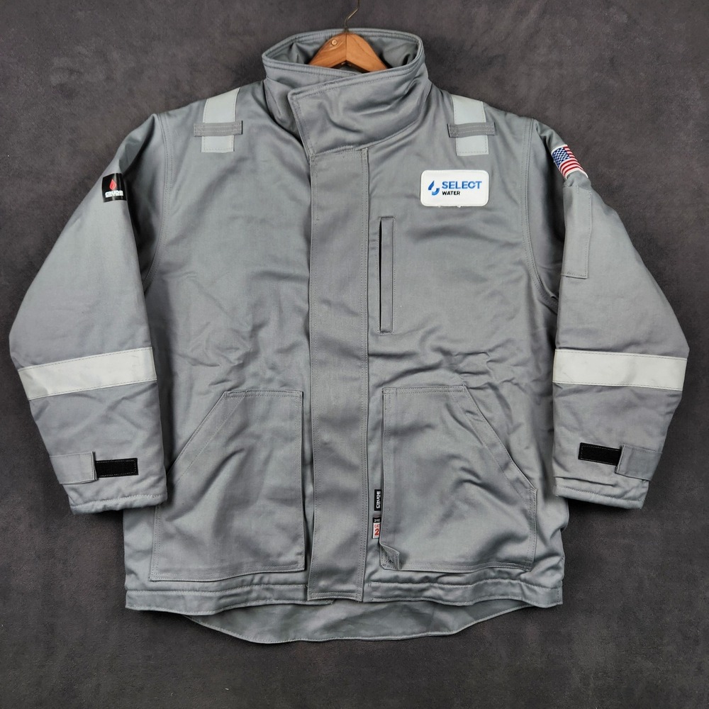 Crude FR Flame Resistant RPS Insulated‎ Work Jacket Mens XL Gray Patch Logo NEW